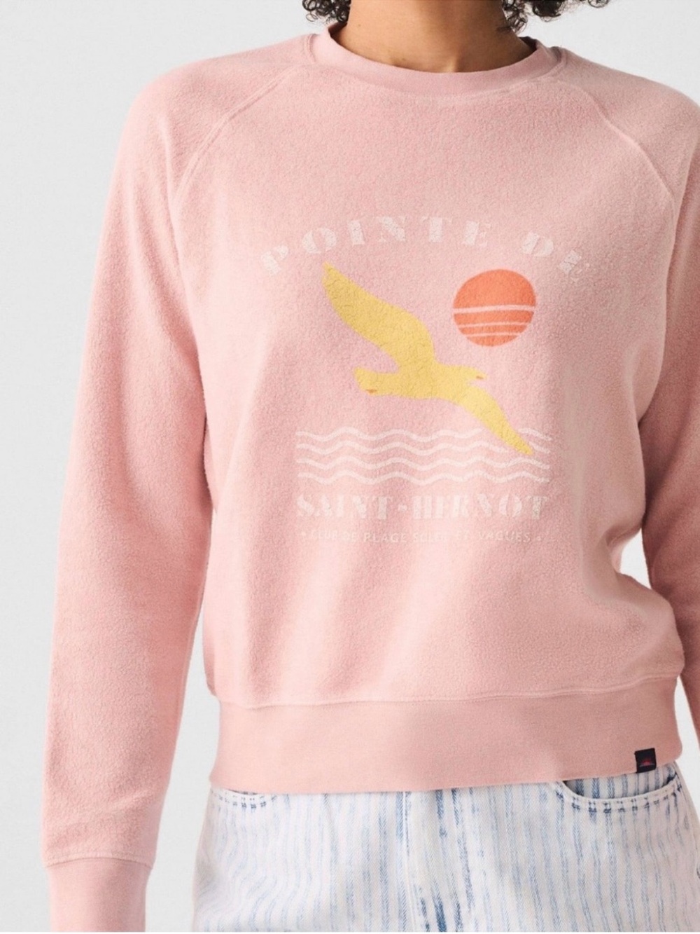 Faherty Beach Organic Cotton Reverse Fleece Crew Sweatshirt Medium Blush Pink